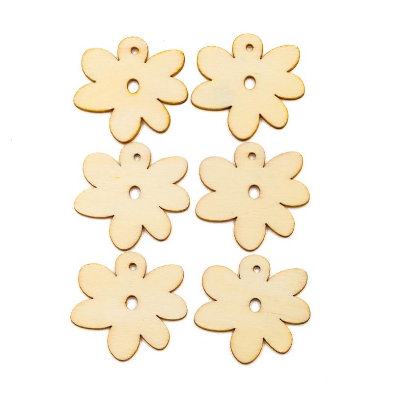 Accesorii creatie - lemn - floare, set 6 buc, Colorarte