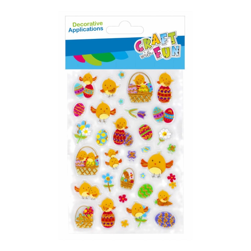 Accesorii creatie - stickere autoadezive - cos oua Paste, set 34 buc, 15x25cm, Craft with Fun 531737