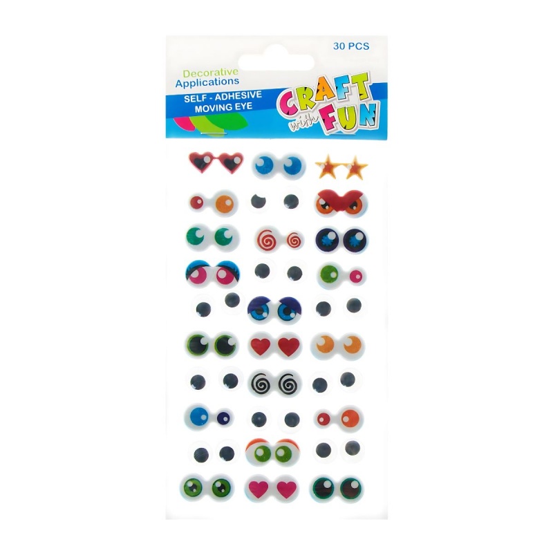 Accesorii creatie - stickere autoadezive - ochi decorativi, set 30 buc, Craft with Fun 463968