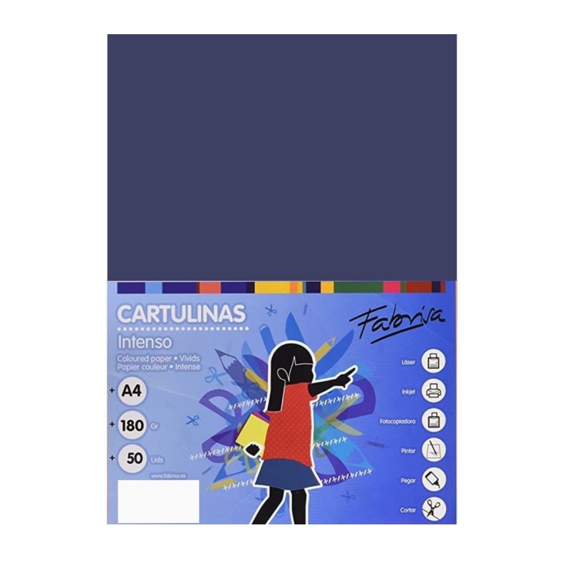 Carton colorat A4 Fabrisa 15466, 180g/mp, bleumarin intens, top 50 coli