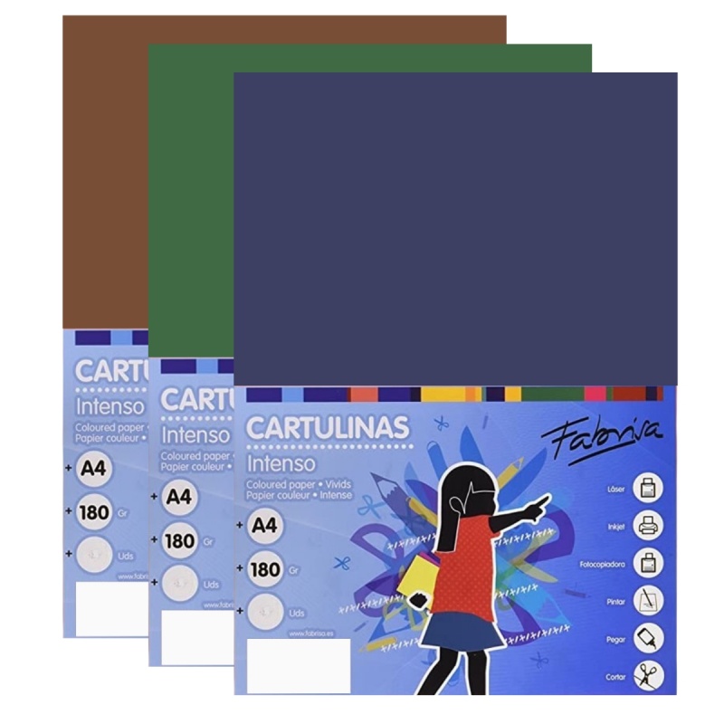 Carton colorat A4 Fabrisa, 180g/mp, culori intense, top 250 coli