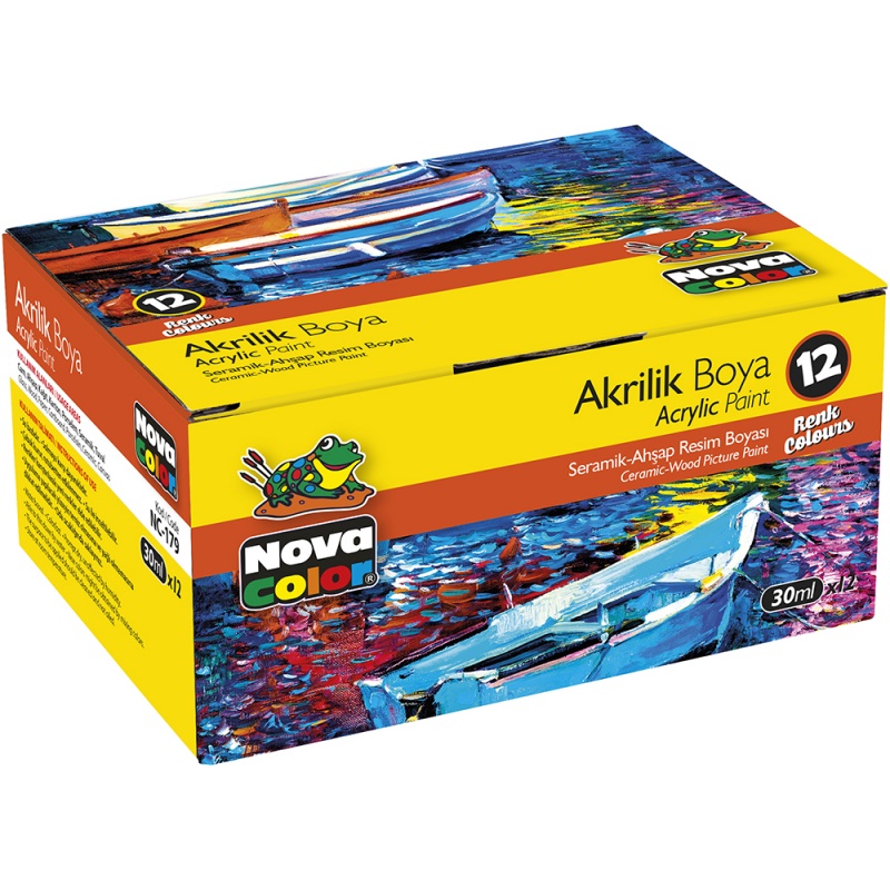 Culori acrilice Nova Color, 12 culori x 30ml, NC-179