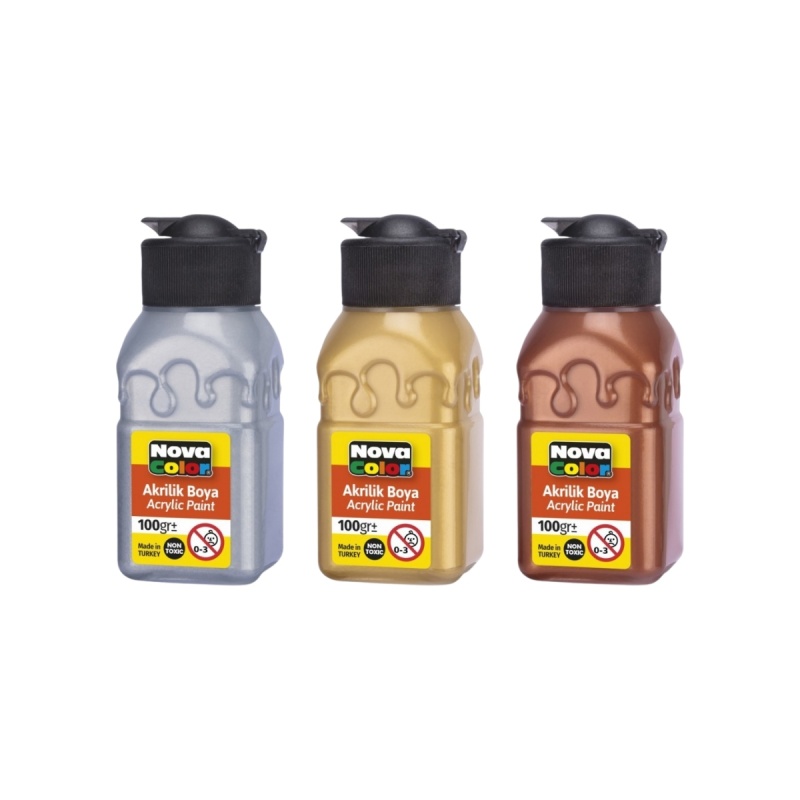 Culori acrilice Nova Color, 100ml, culori metalizate