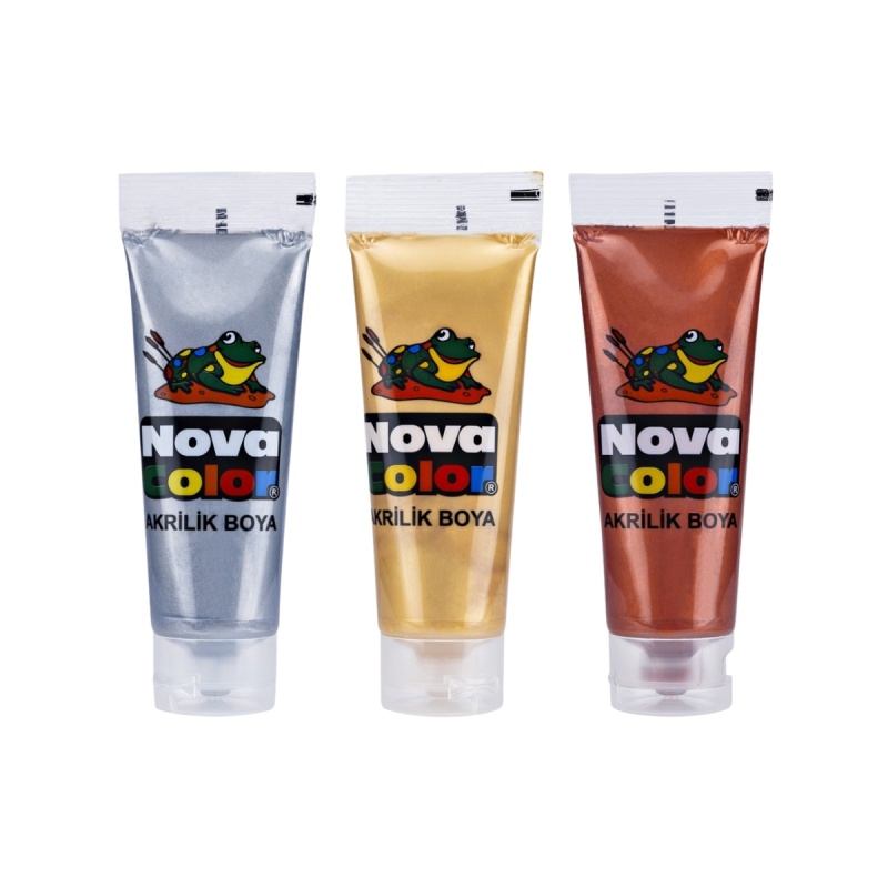 Culori acrilice Nova Color, 75ml, culori metalizate