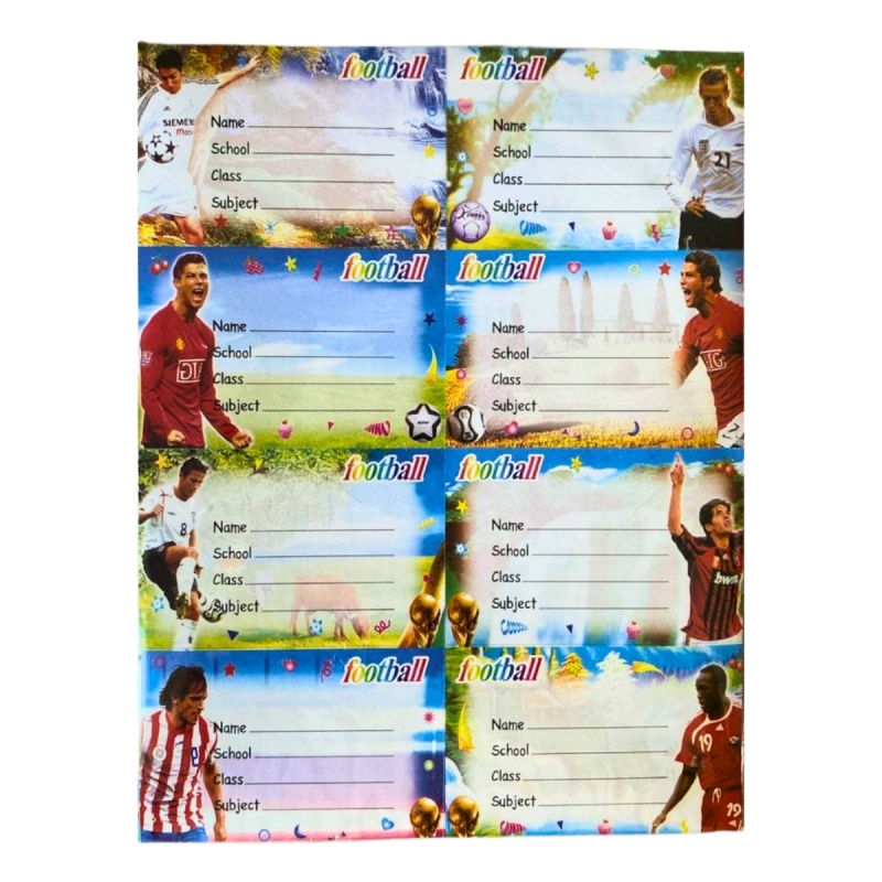 Etichete scolare CNX 8/coala, model fotbal, 10 coli/set