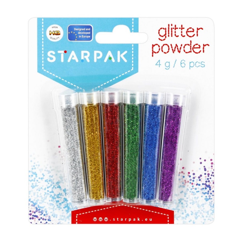 Accesorii creatie sclipici pulbere 6 bucati/set, Craft with Fun, 6x4g, mix de 6 culori