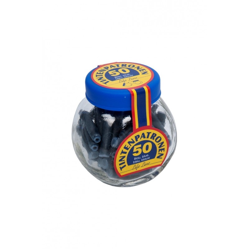 Patroane cerneala scurte (rezerve) Colorarte 522823 30400704, cerneala albastra, borcan PVC 50 buc