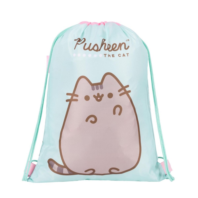 Rucsac cu snur pentru copii St.Majewski Pusheen, 43cm, verde mint
