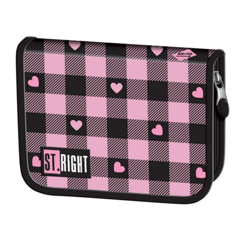Penar neechipat St.Majewski St.Right Pink Checkered, 1 fermoar, 2 extensii, negru cu roz