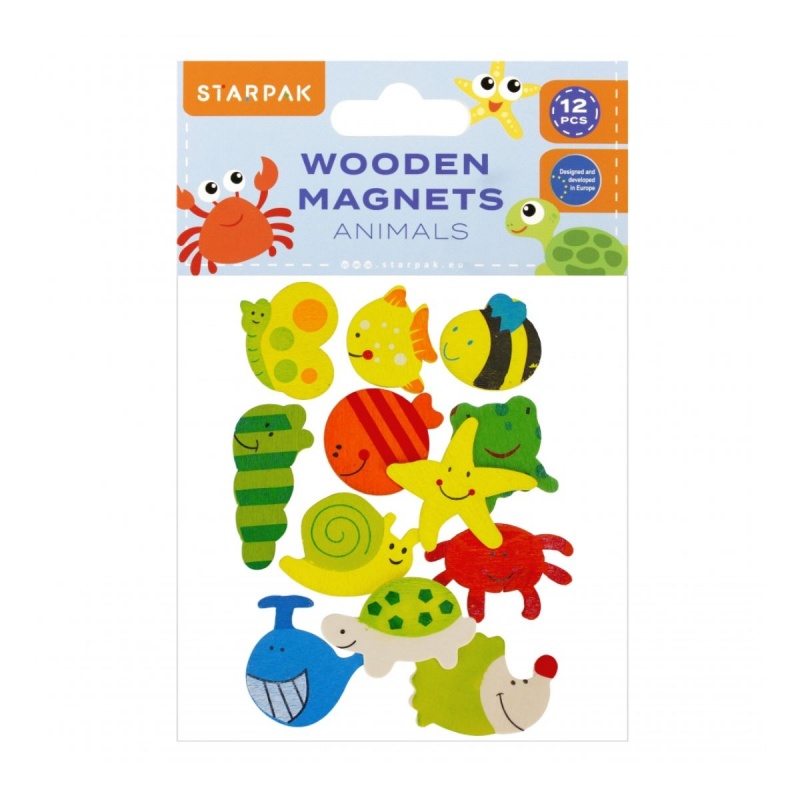 Accesorii creatie Starpak 528370, diverse animalutze, lemn, 40mm, 12 bucati