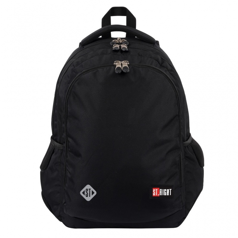Ghiozdan St.Majewski St.Right Black, 46cm, 3 compartimente, 2 buzunare, negru