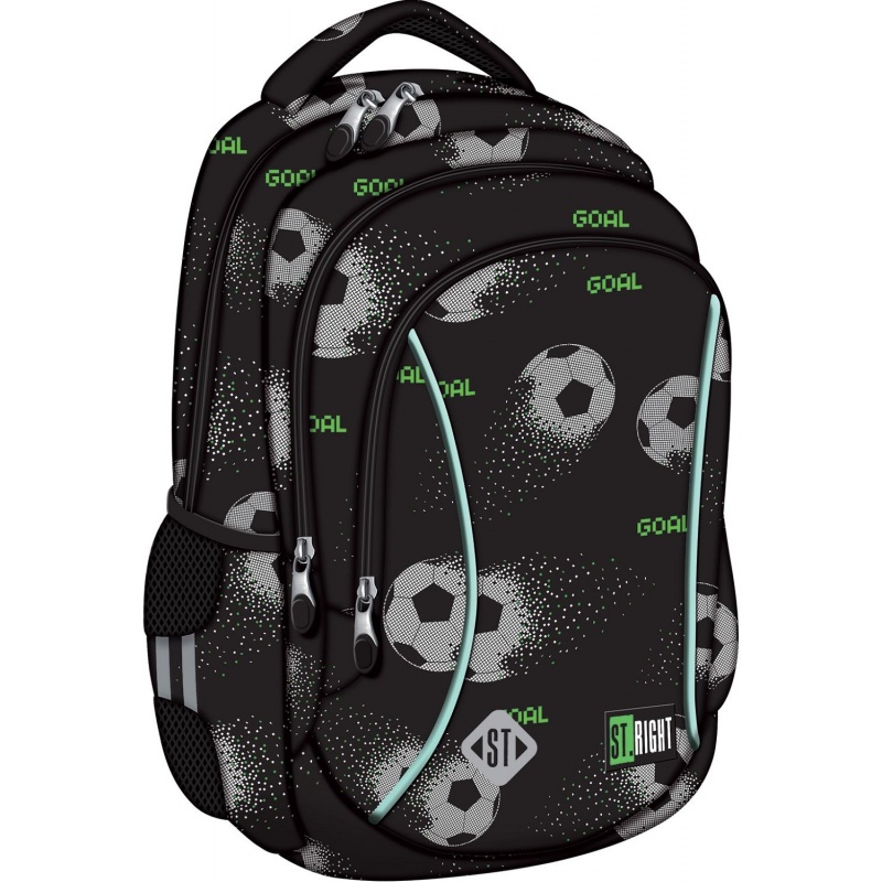 Ghiozdan St.Majewski St.Right Pixel Balls, 39cm, 3 compartimente, negru cu gri