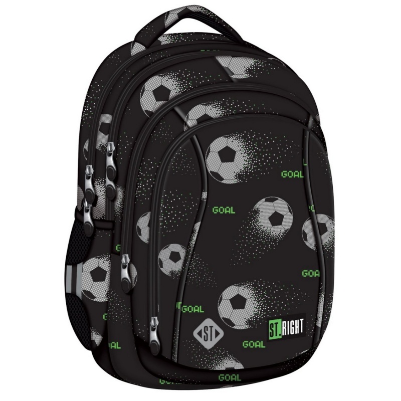 Ghiozdan St.Majewski St.Right Pixel Balls, 43cm, 4 compartimente, negru cu gri