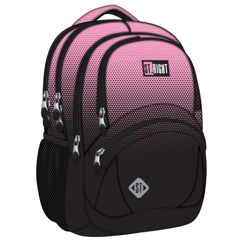 Ghiozdan St.Majewski St.Right Pink Gradient, 42cm, 4 compartimente, 1 buzunar, negru cu roz