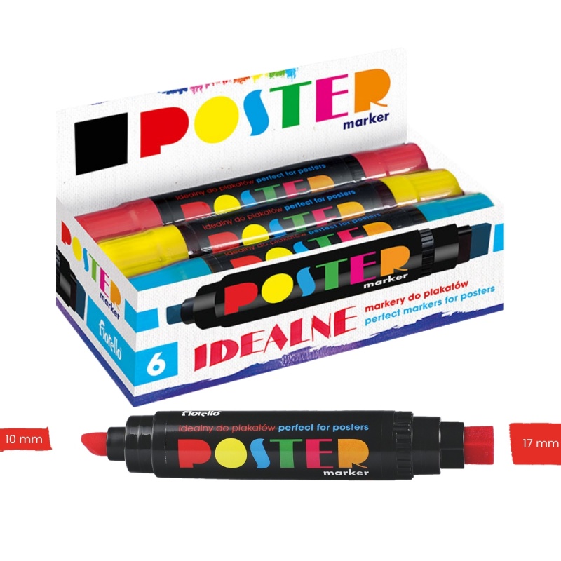 Marker permanent Fiorello Poster GR-1712, 2 capete - tesit 10mm / patrat 17mm