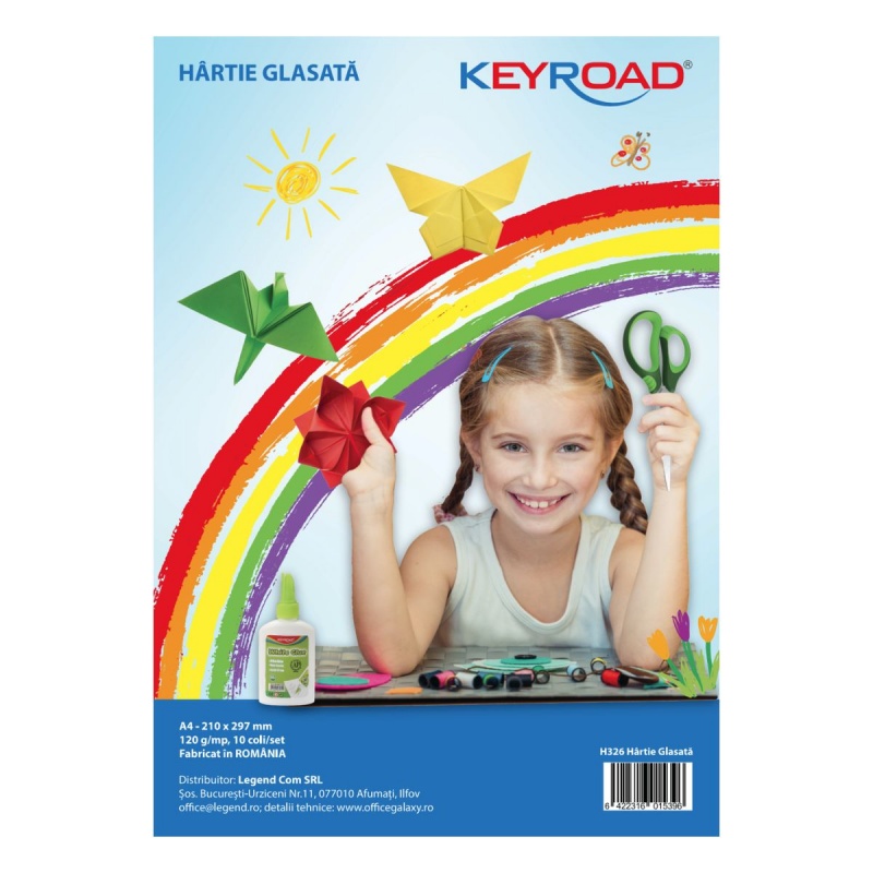 Hartie glasata Keyroad, blister 10 culori