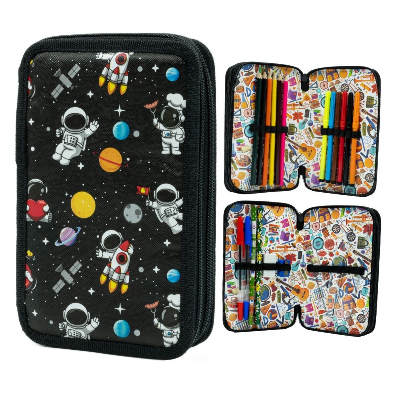 Penar echipat CNX, 2 fermoare, dreptunghiular, model motive spatiale