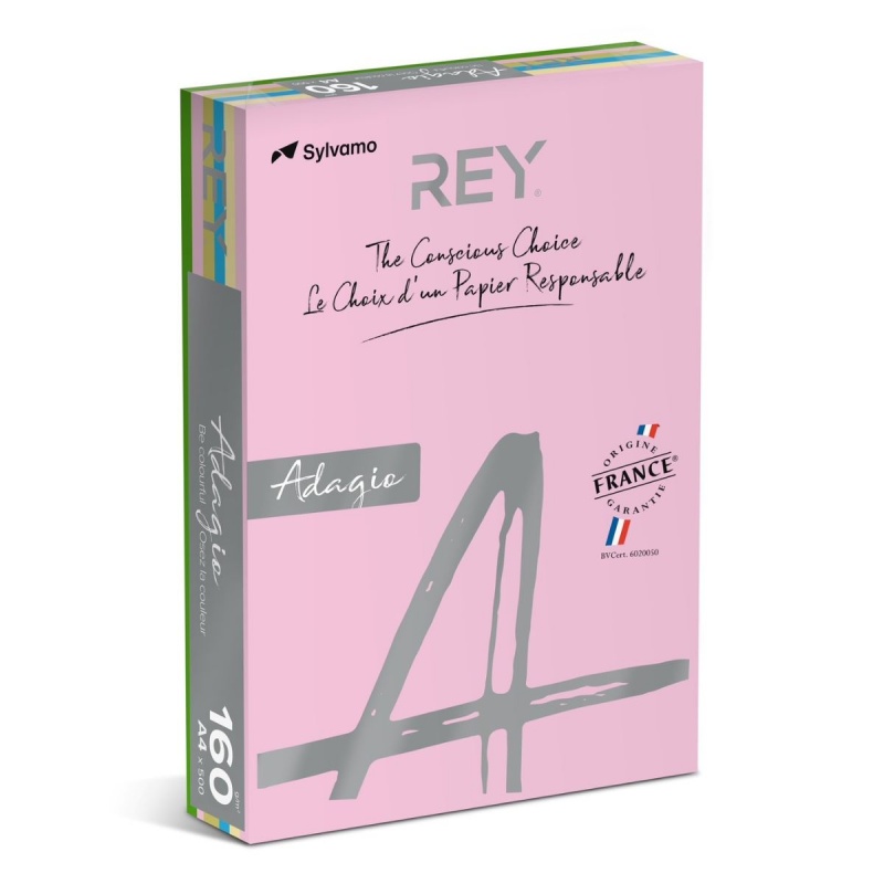 Carton colorat A4 Rey Adagio, 160g/mp, mix pale, 5x20coli, ADAP416/P-RB, top 100 coli