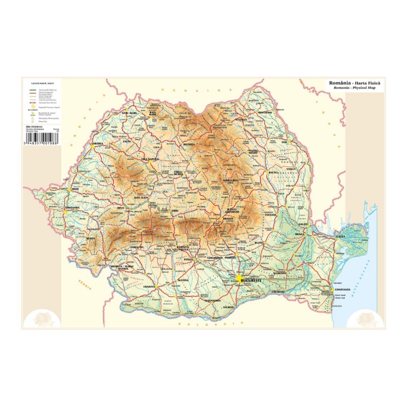 Plansa A4 ROMANIA fizica/administrativa