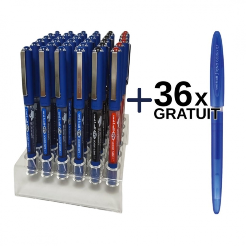 Roller UNI 0.7 mm UB-157 Eye Ocean Care, 75% reciclabil display de 36 buc.24 al,6ng,6ro.(d x 1)
