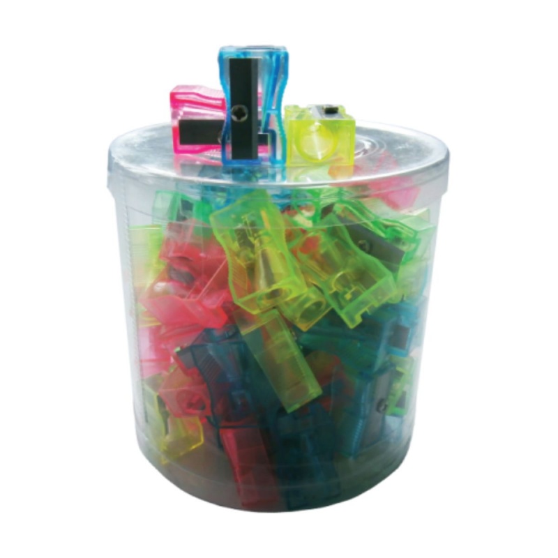 Ascutitoare simpla CNX 641, 1 orificiu, plastic transparent, diverse culori