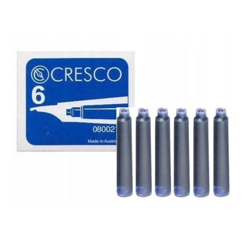 Patroane cerneala scurte (rezerve) Cresco 80021, cerneala albastra, set 6 buc