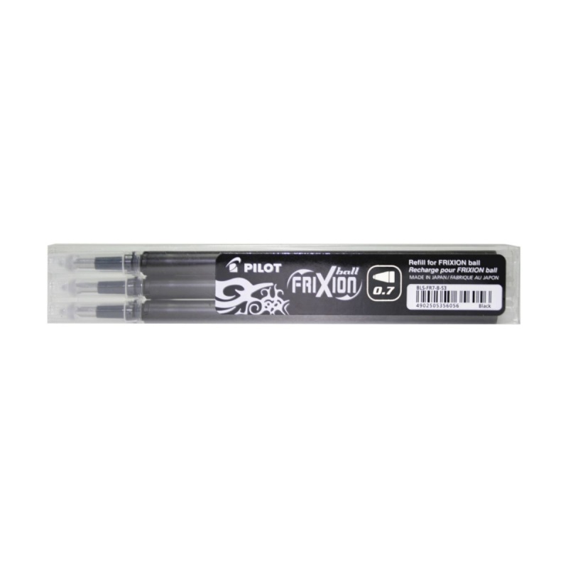 Rezerva roller Pilot Frixion BLS-FR7-B-S3, plastic, 0.7mm Fine, negru, set 3 buc
