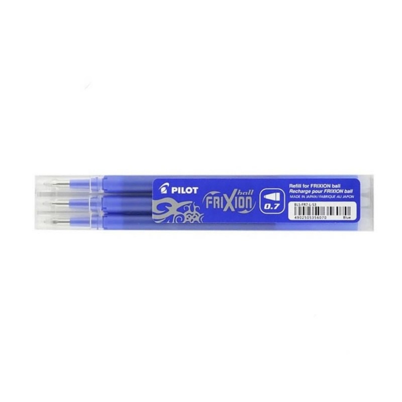 Rezerva roller Pilot Frixion BLS-FR7-L-S3-E, plastic, 0.7mm Fine, albastru, set 3 buc