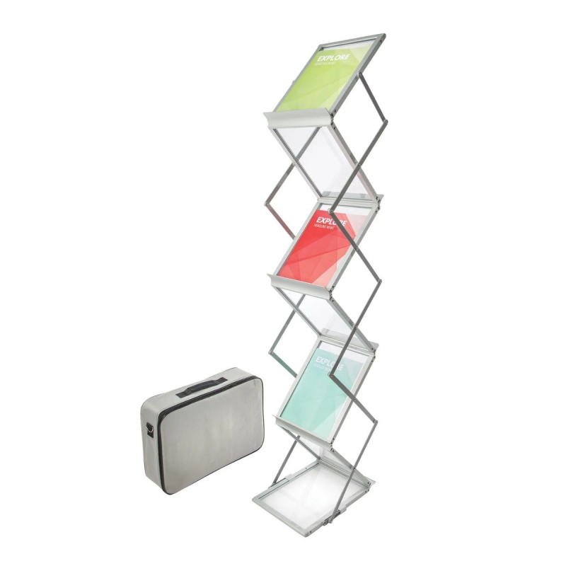 Stand zig zag Deflecto 36100, A4, portret, pliabil, 6 rafturi, fata/verso, pentru brosuri