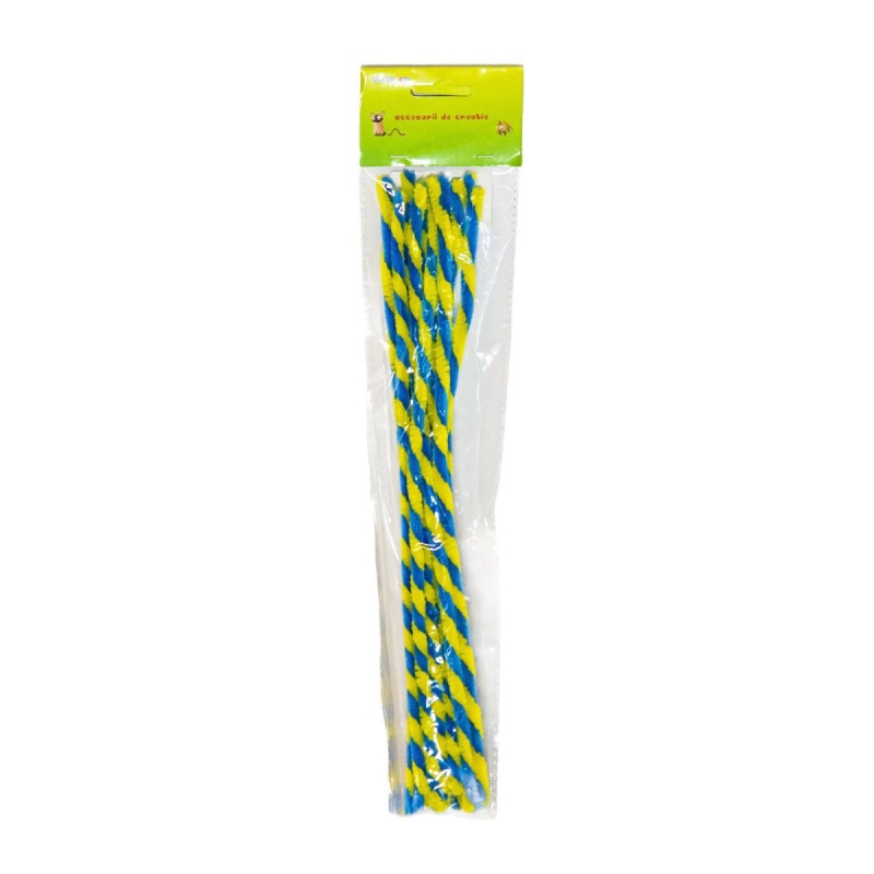 Accesorii creatie - sarma plusata, galben, albastru, rasucita, set 10 buc, Colorarte
