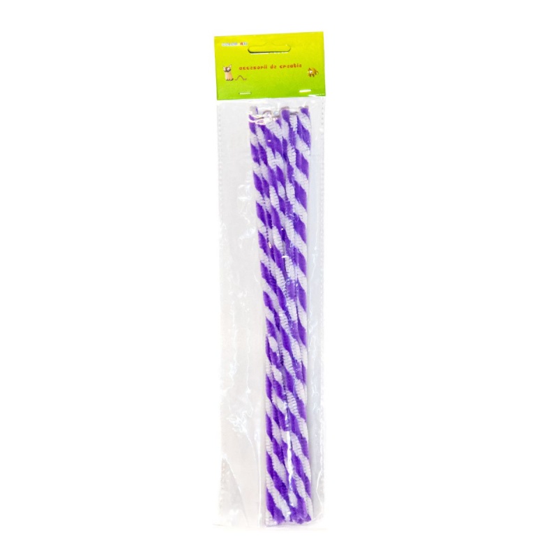 Accesorii creatie - sarma plusata, alb, mov, rasucita, set 10 buc, Colorarte