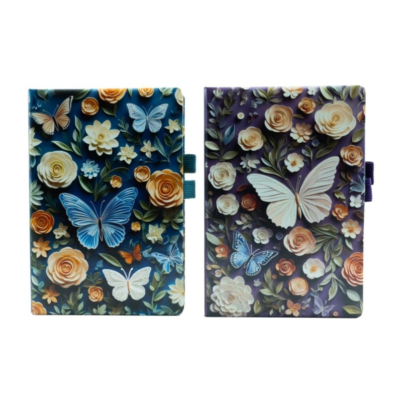 Jurnal A5 CNX 6600-35, 160 pagini, fluturi, coperta carton, cu suport de pix