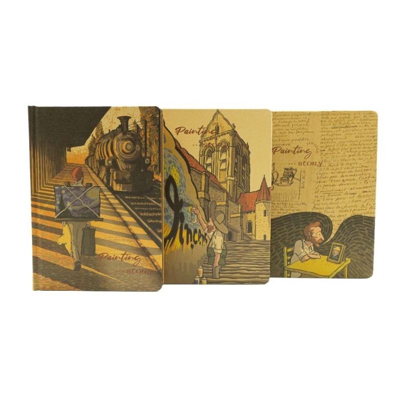 Jurnal B6 CNX Van Gogh CKB6112-2406D, 112 pagini, hartie kraft, coperta material dur