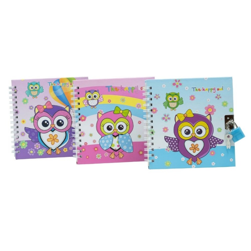 Jurnal CNX S48K-010, 45 pagini, motive bufnite, coperta carton, cu lacatel si spira