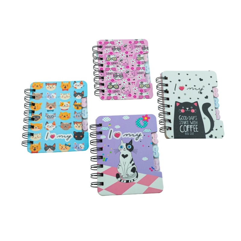 Jurnal CNX XQ-037, A6, 108 pagini, model Cat, cu spira