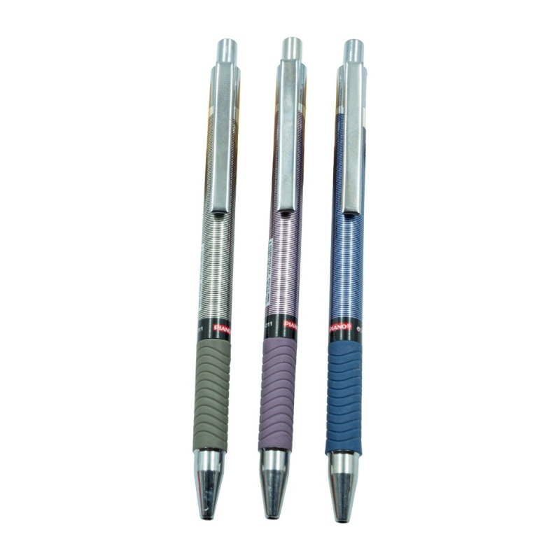 Pix cu bila CNX T-011 Piano, 0.7mm, corp color cu grip cauciucat, scriere albastru