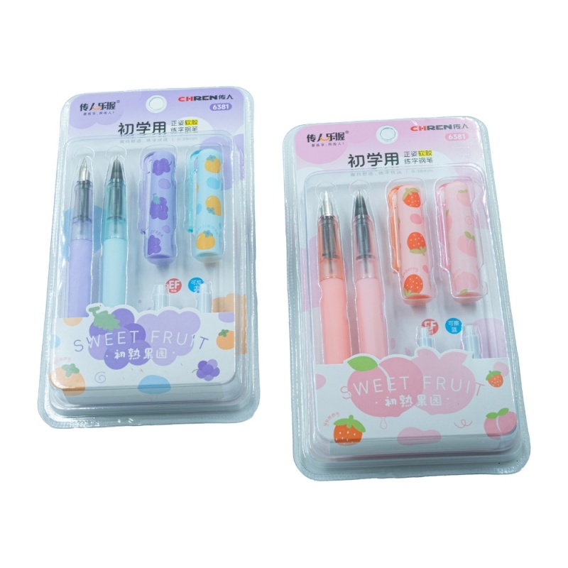 Set 2 xStilou CNX 6381, 2 tipuri penita, 2 patroane, culori pastel