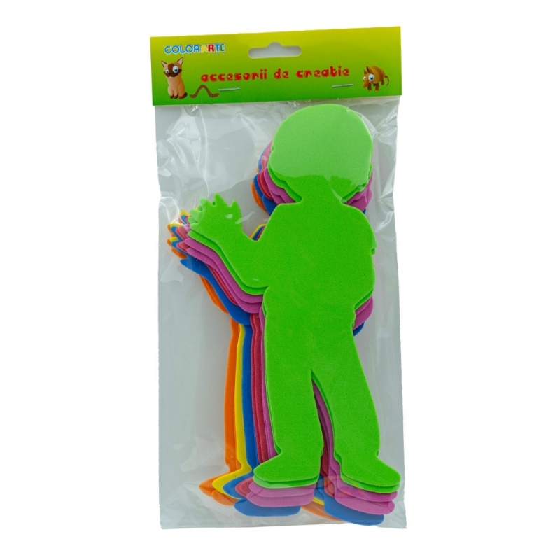 Forme decorative - hartie gumata - baiat, 21x10cm, 1.5mm, diverse culori, set 12 buc, Colorarte