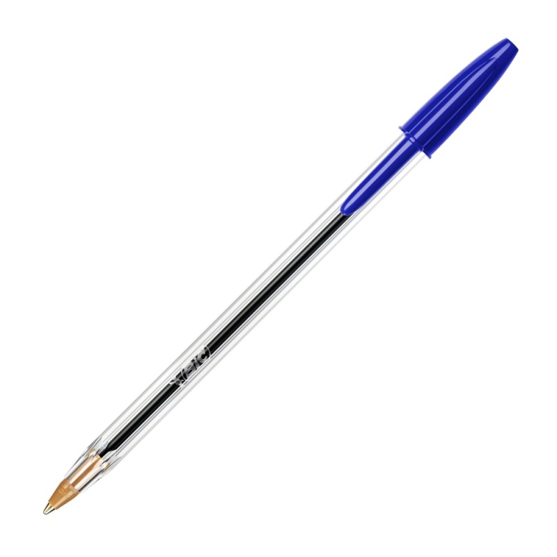 Pix cu bila Bic Cristal Soft, 1.2mm, cu capac, corp transparent, scris albastru