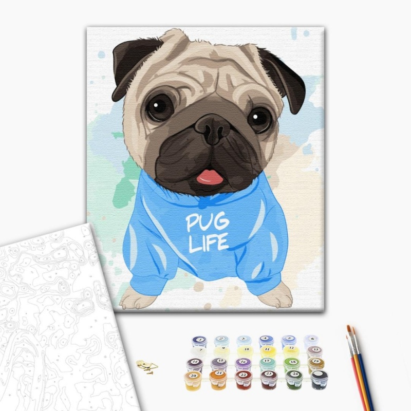Set pictura pe numere 40x50cm, Brushme - Caine stralucitor - pensule, culori, BS51352