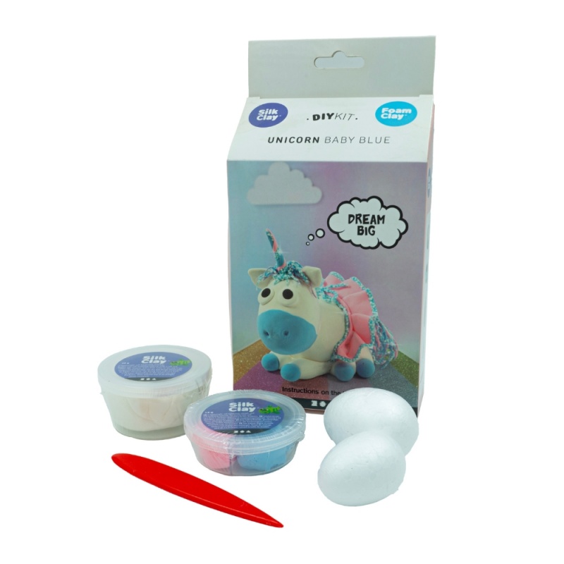 Accesorii creatie Unicorn, albastru, plastilina + accesorii polistiren, Cnx 100751