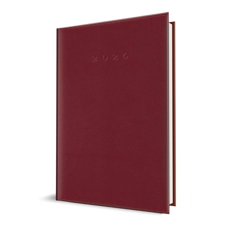 Agenda A5 datata 2026 Herlitz, 352 pagini, coperta buretata bordeaux