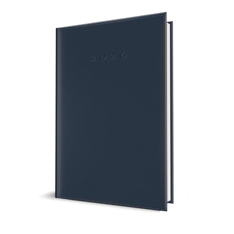 Agenda A5 datata 2026 Herlitz, 352 pagini, coperta buretata albastru inchis