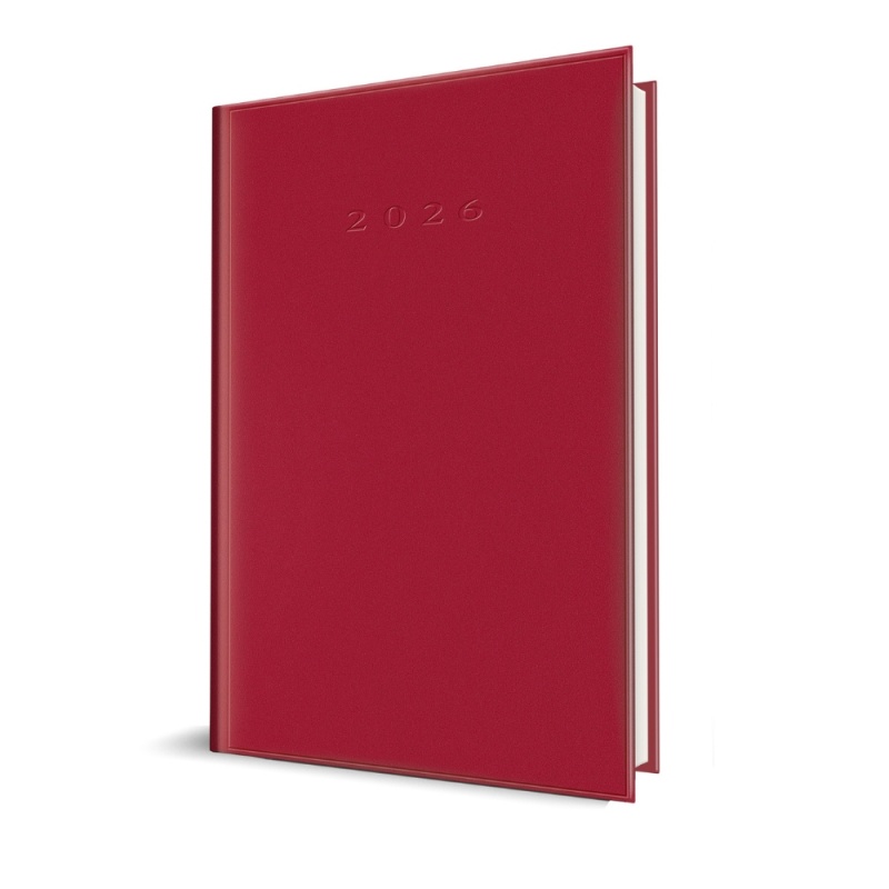 Agenda A5 datata 2026 Herlitz, 352 pagini, coperta buretata rosie