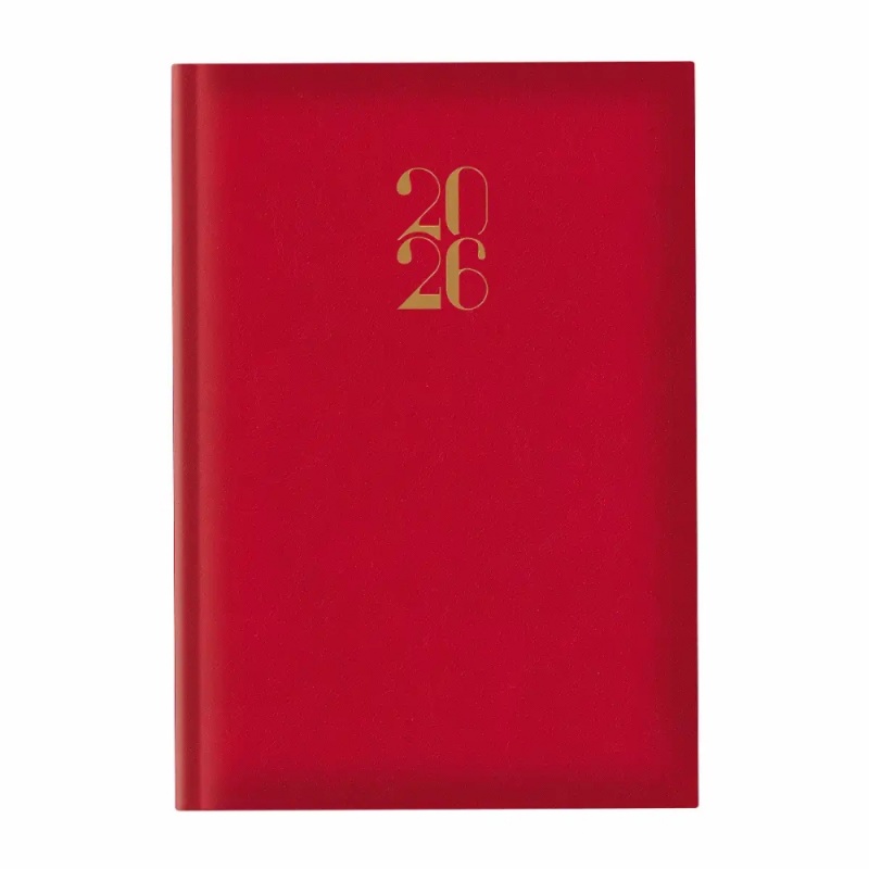 Agenda A5 datata 2026 Artilux EJ-1111, 336 pagini ivory, coperta buretata rosie