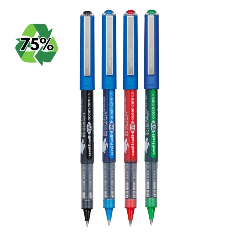Roller Uni-ball Eye Ocean Care UB-150, 0.5mm, cu capac, 75% din materiale reciclate din care 10% deseuri din oceane