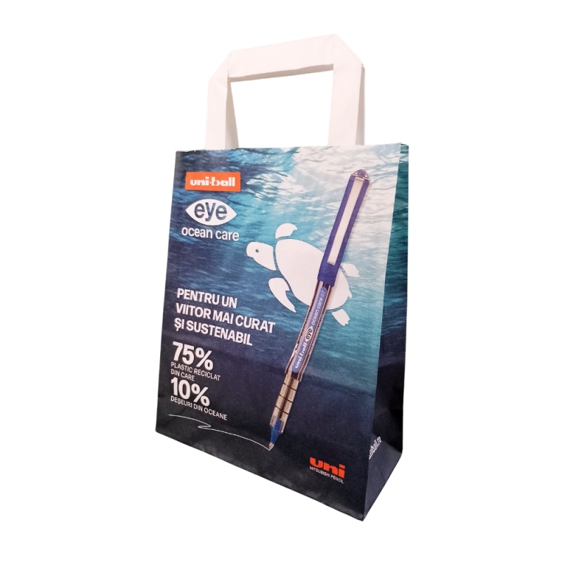Punga cadou Colorarte 27877, B5, 18x22x8cm, 90g/mp, manere din hartie rasucita, personalizata UNI-BALL EYE OCEAN CARE