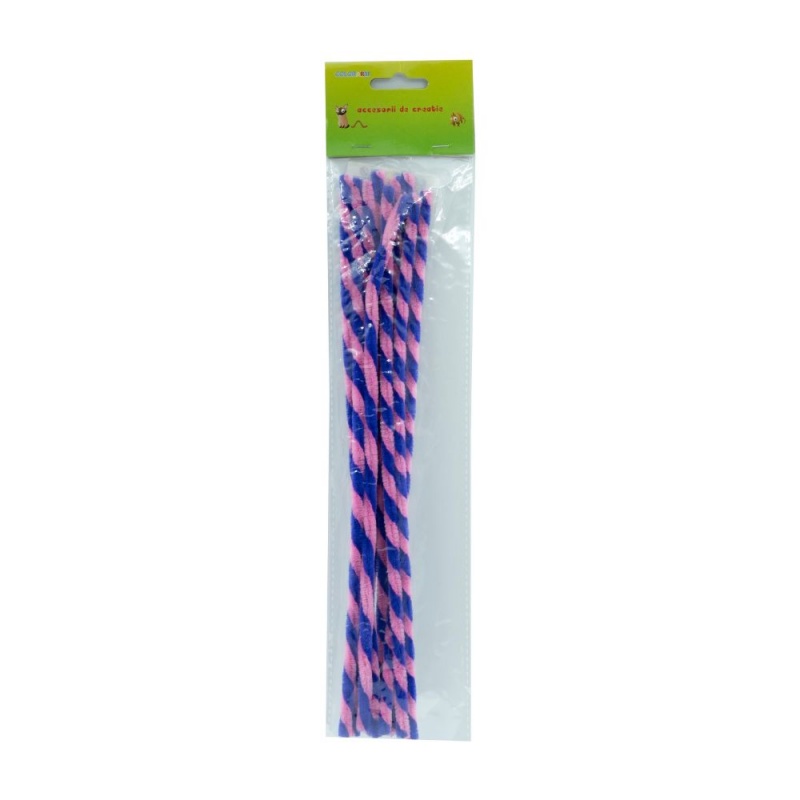 Accesorii creatie - sarma plusata, roz, mov, rasucita, set 10 buc, Colorarte