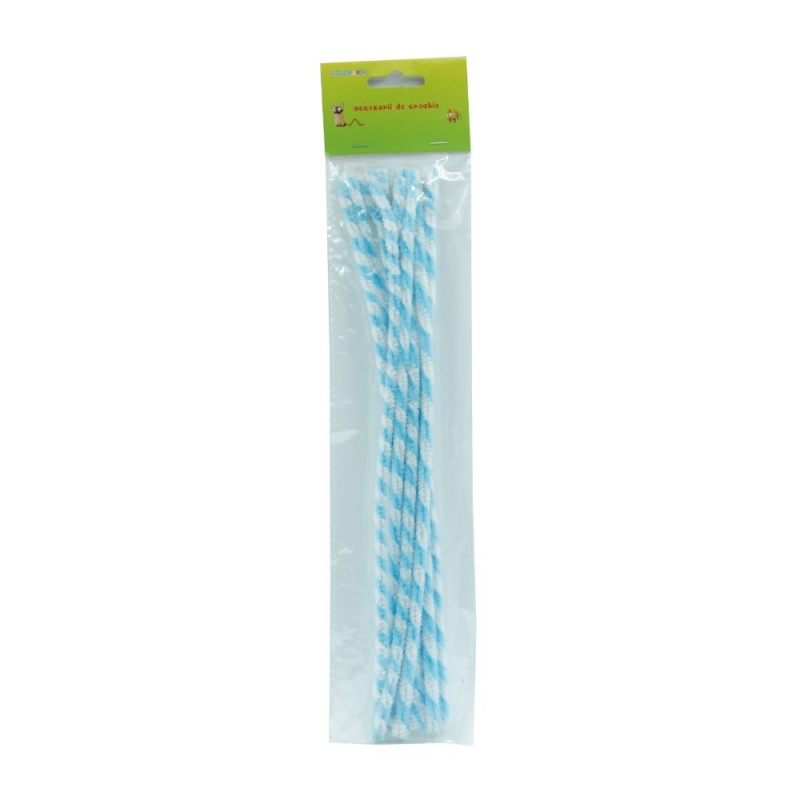 Accesorii creatie - sarma plusata, alb, blue, rasucita, set 10 buc, Colorarte