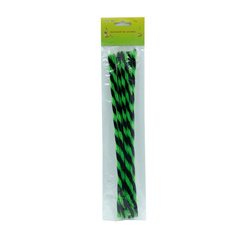 Accesorii creatie - sarma plusata, negru, verde, rasucita, set 10 buc, Colorarte